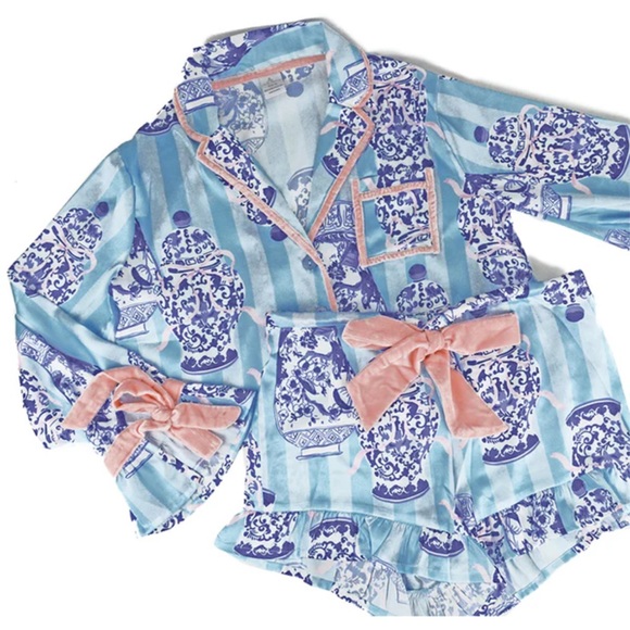 8 OAK Lane Blue and Pink Patterned Pajama Set - Picture 2 of 11